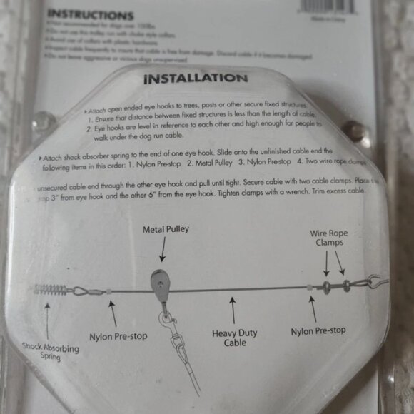 50 Ft Dog Tie Out Trolley System Dog Run Cable Dog Zipline Heavy Duty 1700 Lb - Picture 8 of 8